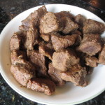 Chopped and cooked beef