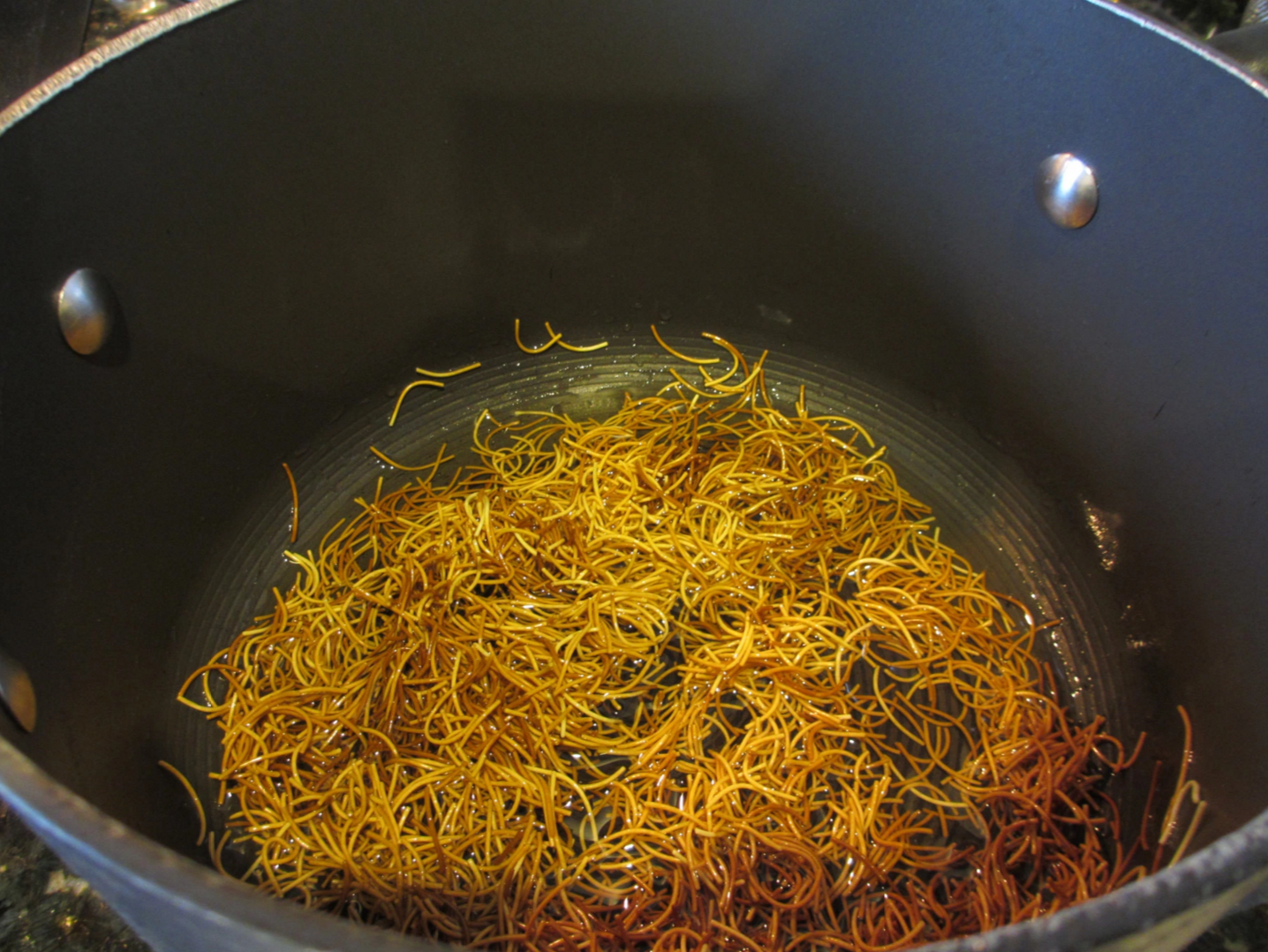 Vermicelli noodles being cooked
