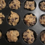 Cookie dough in the mini cupcake pan