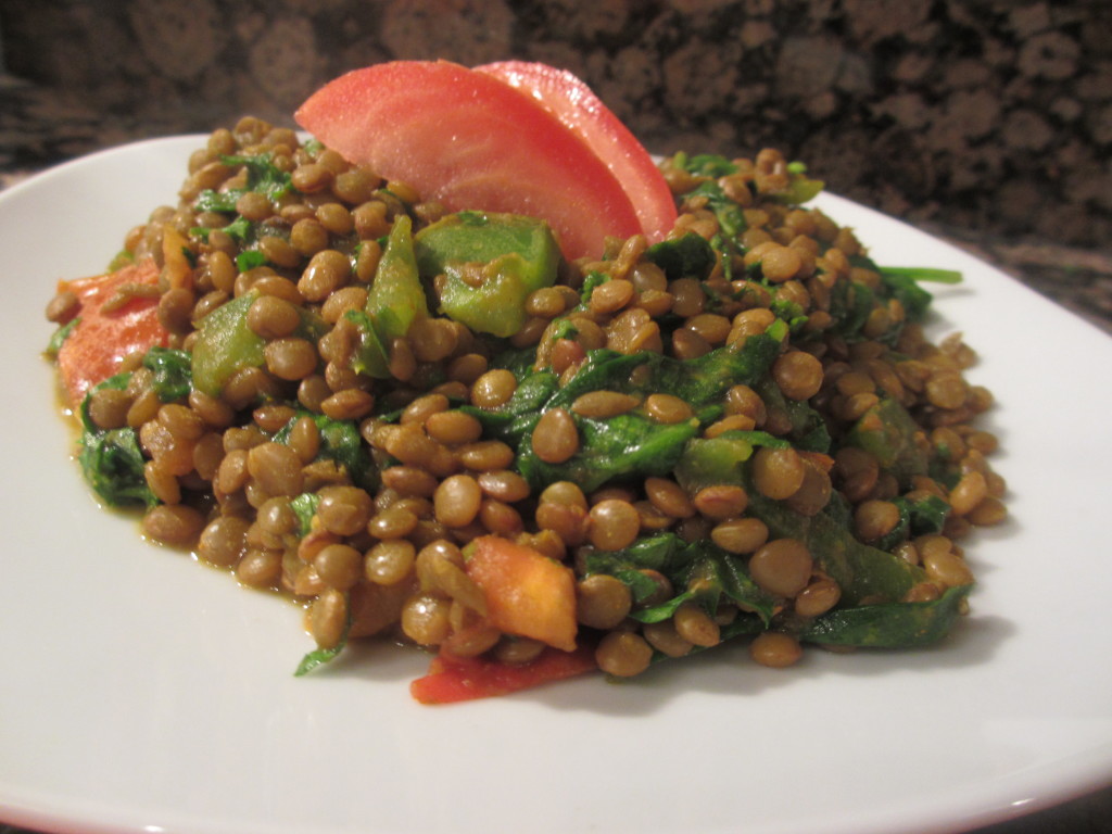 Green lentils and spinach