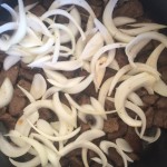Cooked meat and onions