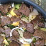 Layers of zucchini and meat