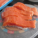 Salmon filet, sliced