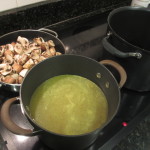 Chicken stock and mushrooms