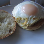 Turkey burger and fried egg on a bun