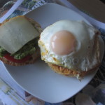 Turkey burger and fried egg on a bun