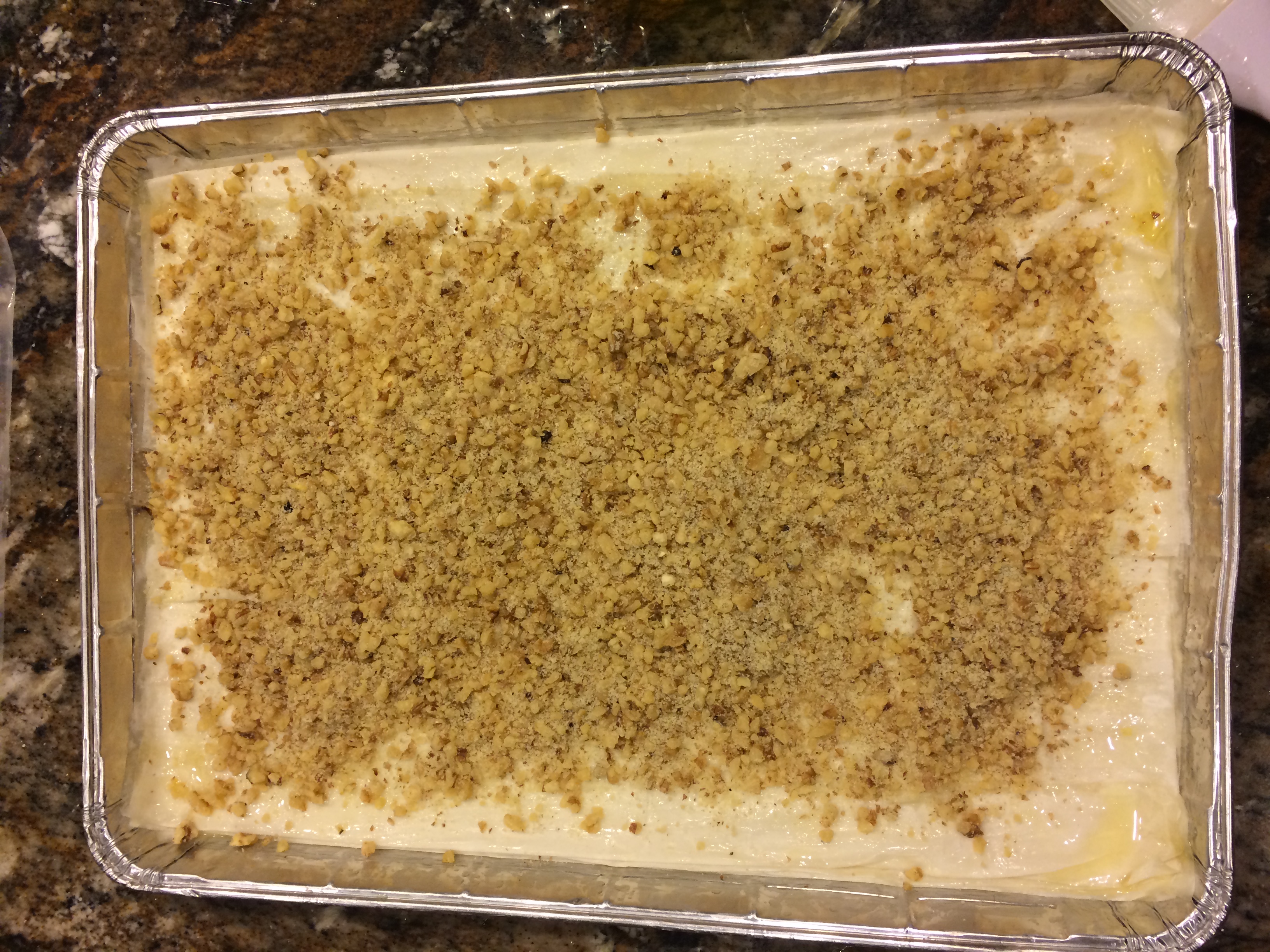 Layers of Phyllo Dough and Walnuts