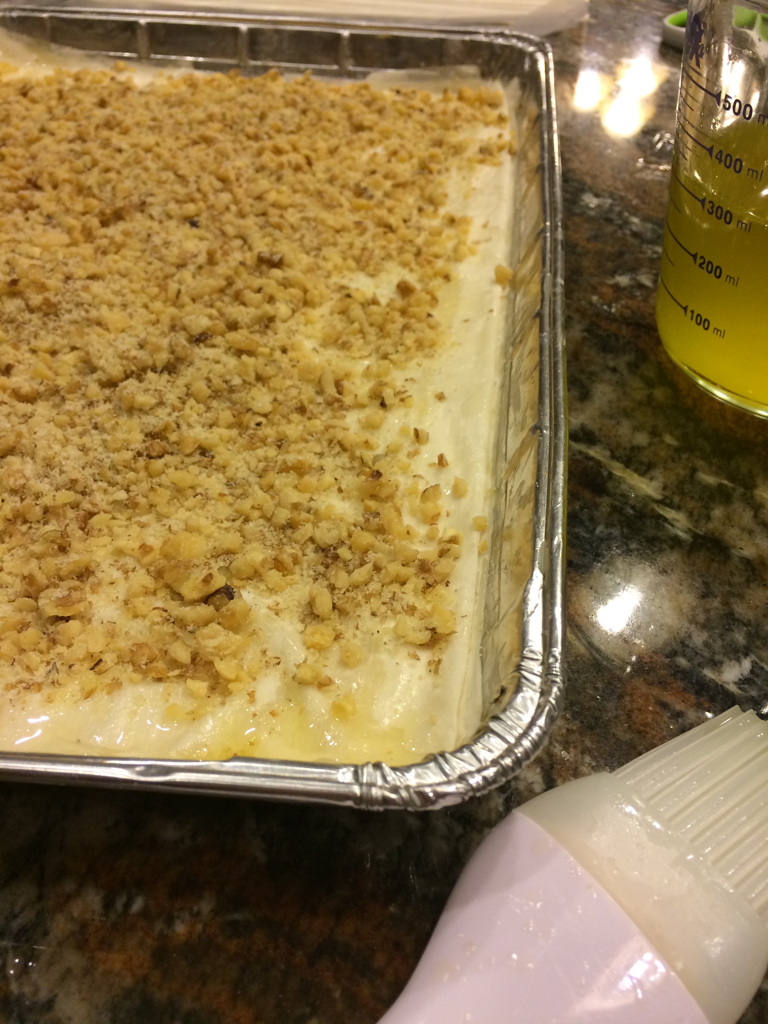 Layers of Phyllo Dough and Walnuts