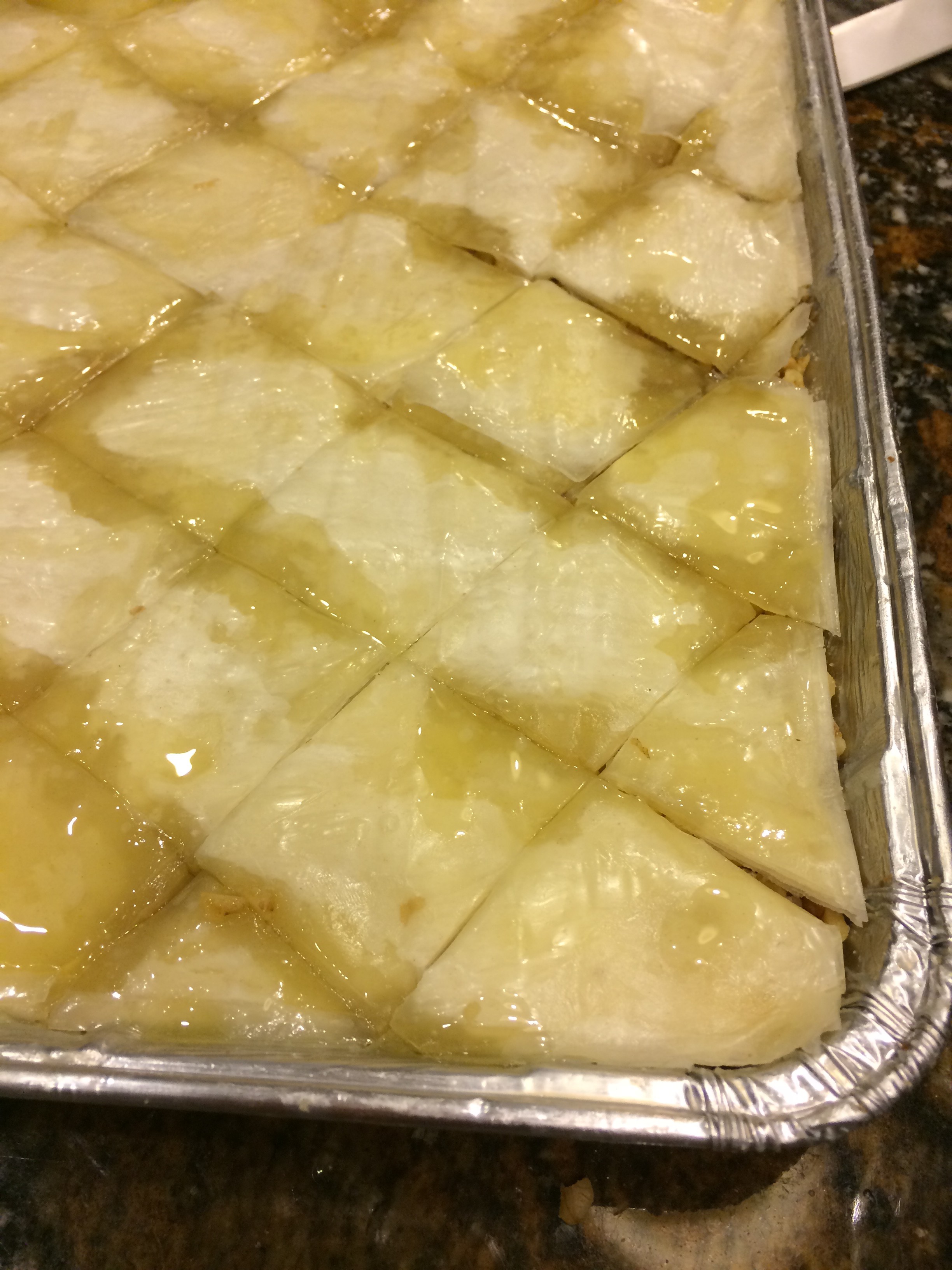 Walnut Baklava, covered in clarified butter