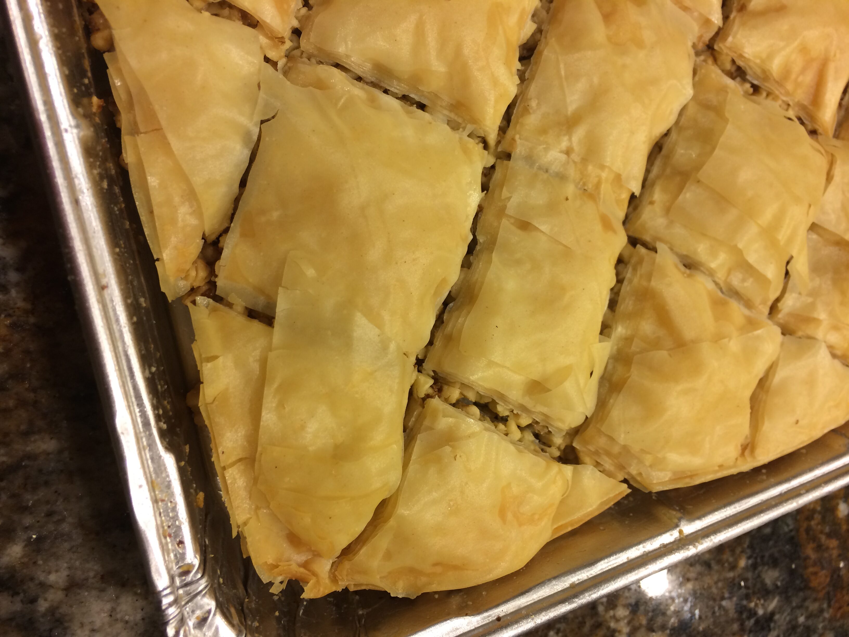 Tray of walnut baklava