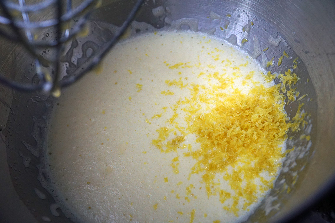 Whipped eggs with lemon zest
