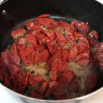 Beef cooking in a pot